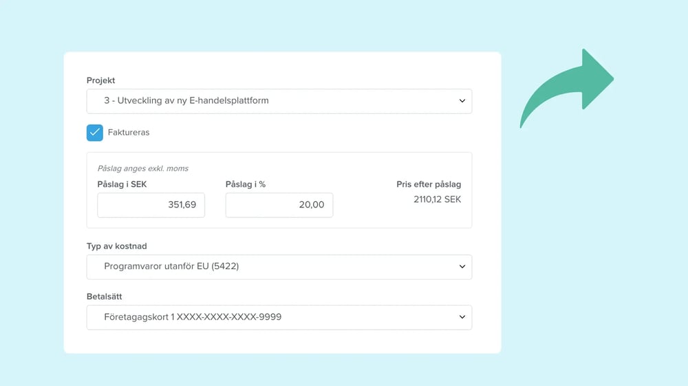 Vidarefakturera utlägg till kund