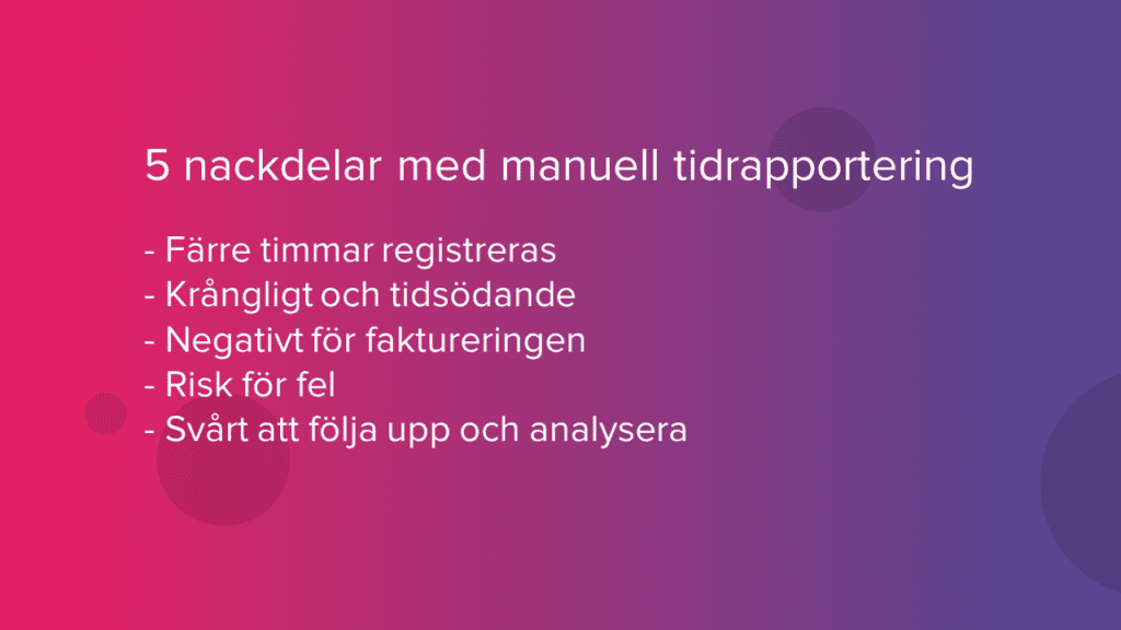 nackdelar manuell tidrapportering