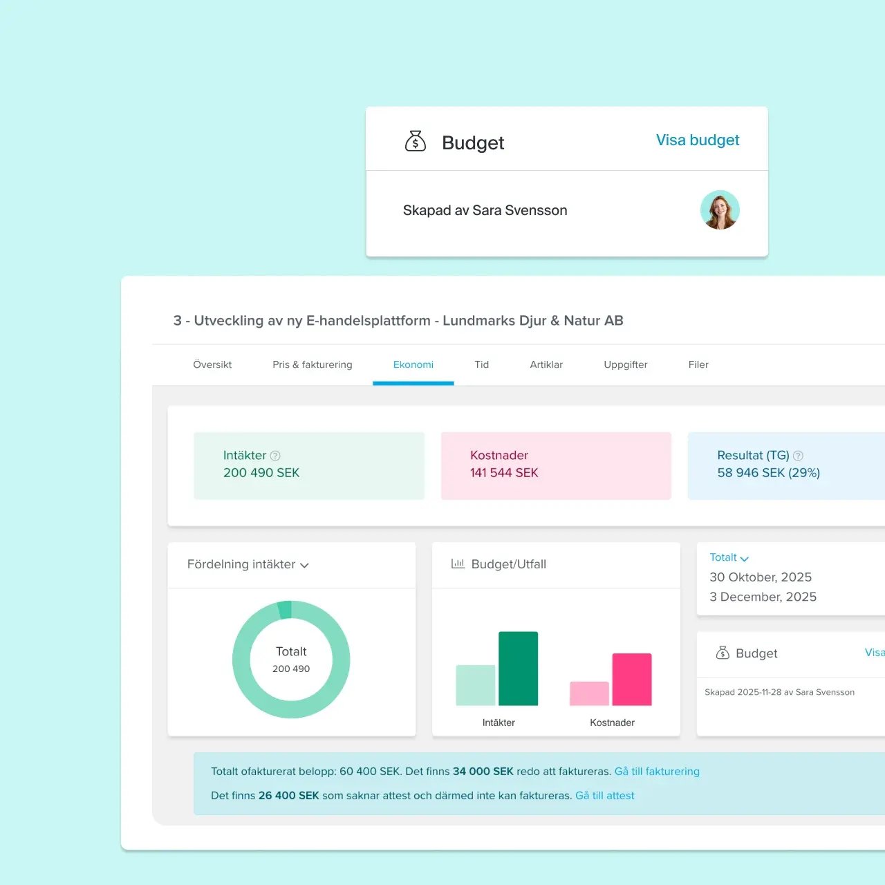 Mät intäkter, kostnader, resultat och lönsamhet i realtid