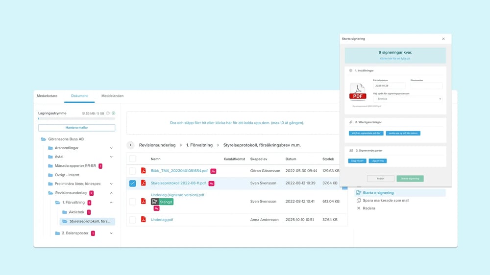 Dokumentdelning och e-signering